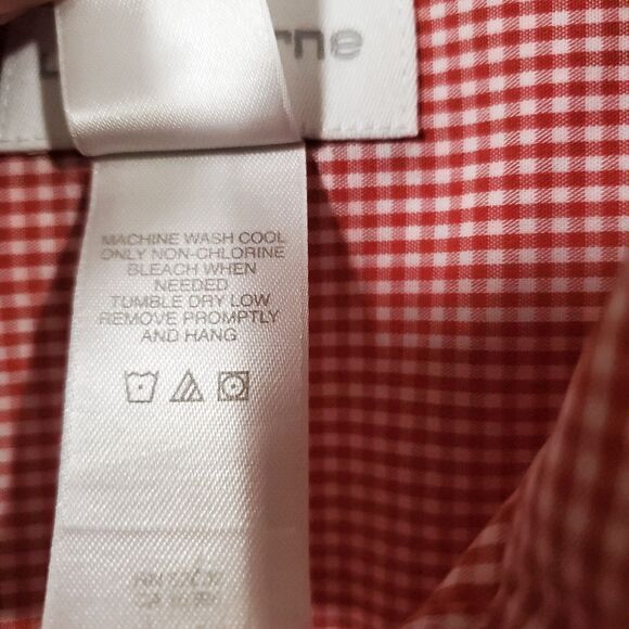 Liz Claiborne Liz Sport Button Up Shirt Top Red Check No-Iron 100% Cotton Size M - Picture 5 of 15